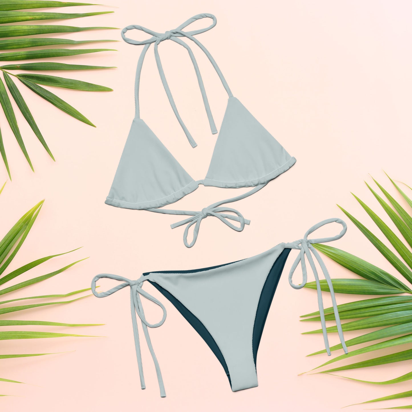 Bikini triangle éco-responsable bleu ciel String recyclé