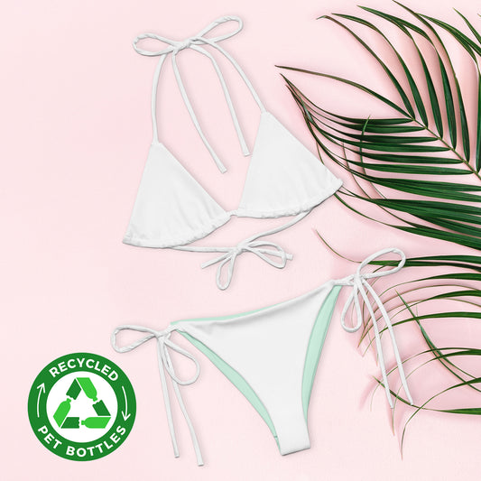 Bikini string recyclé blanc-menthe