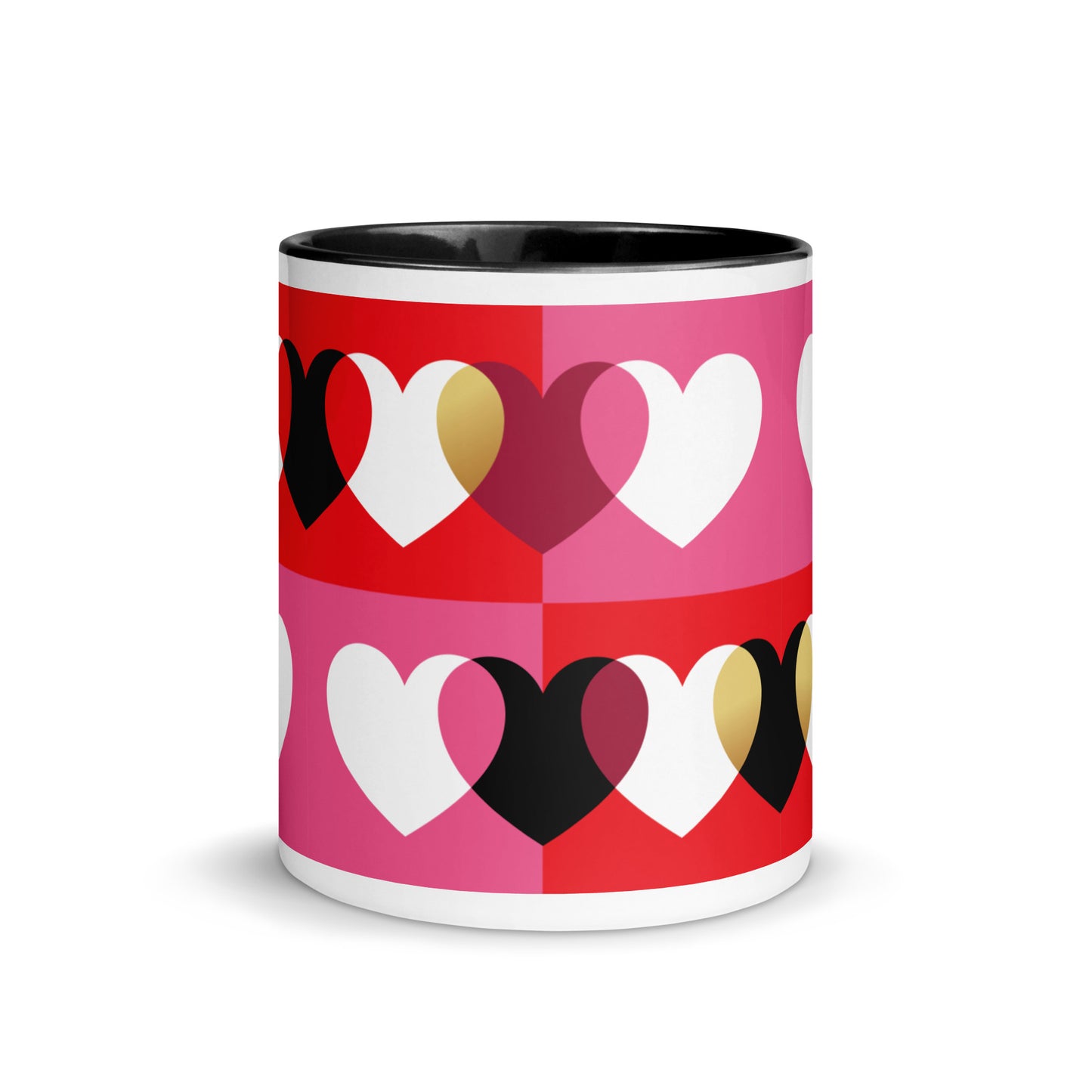 Tazza Always & Forever con cuori, nera, rossa