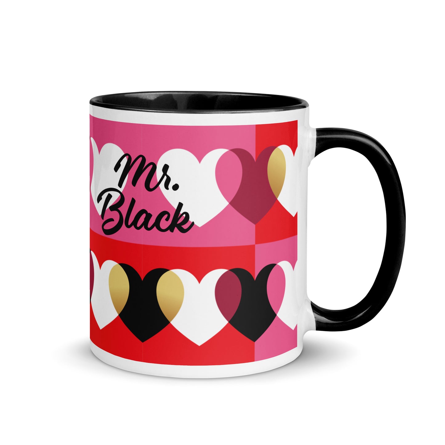 Love Mug set de 2, negro y rojo, Sr. y Sra., personalizado