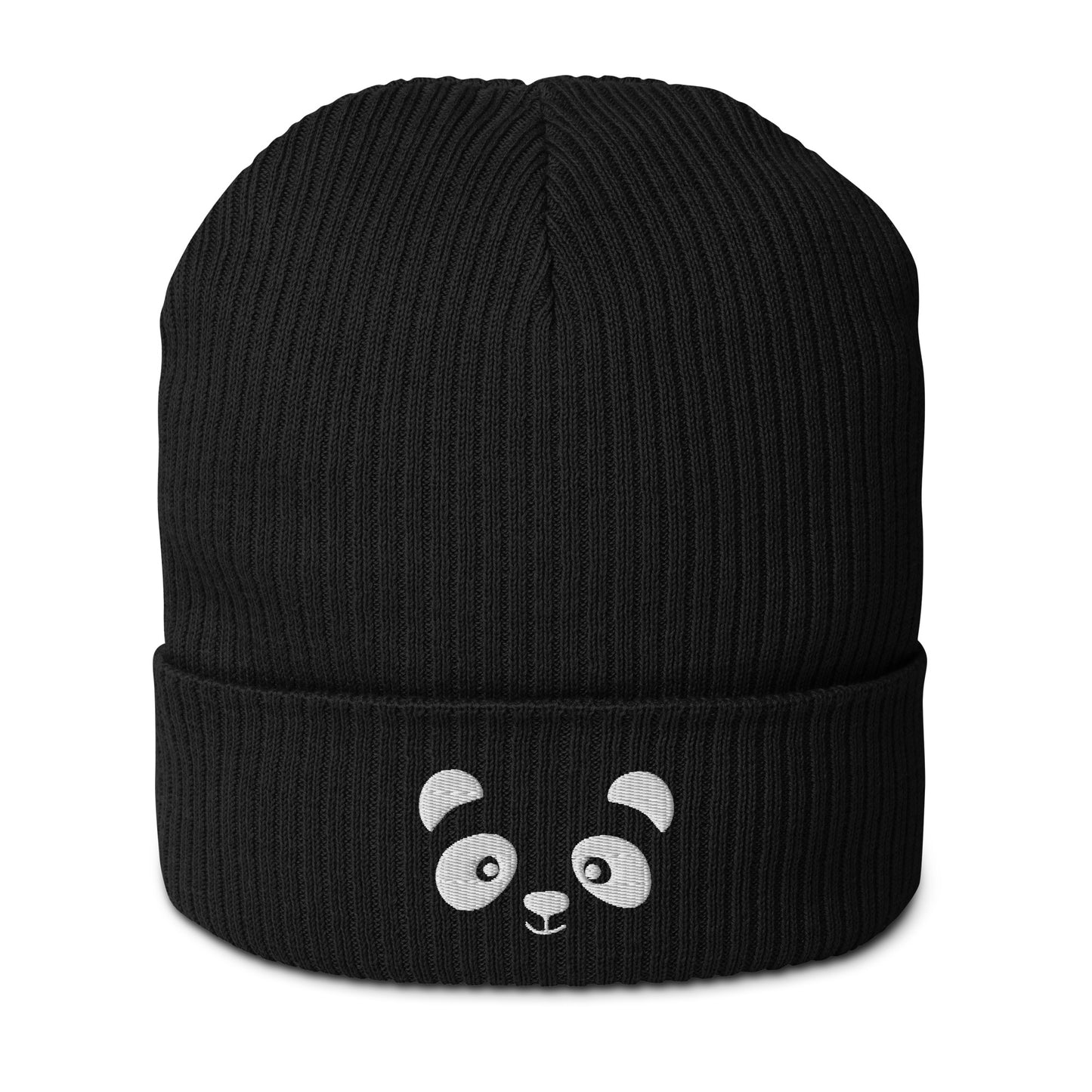 Panda face White - Organic cotton ribbed beanie