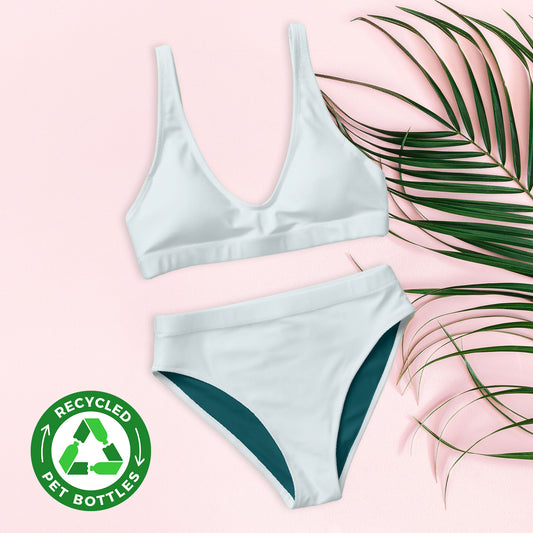 Maillot de bain taille haute recyclé bleu clair azur