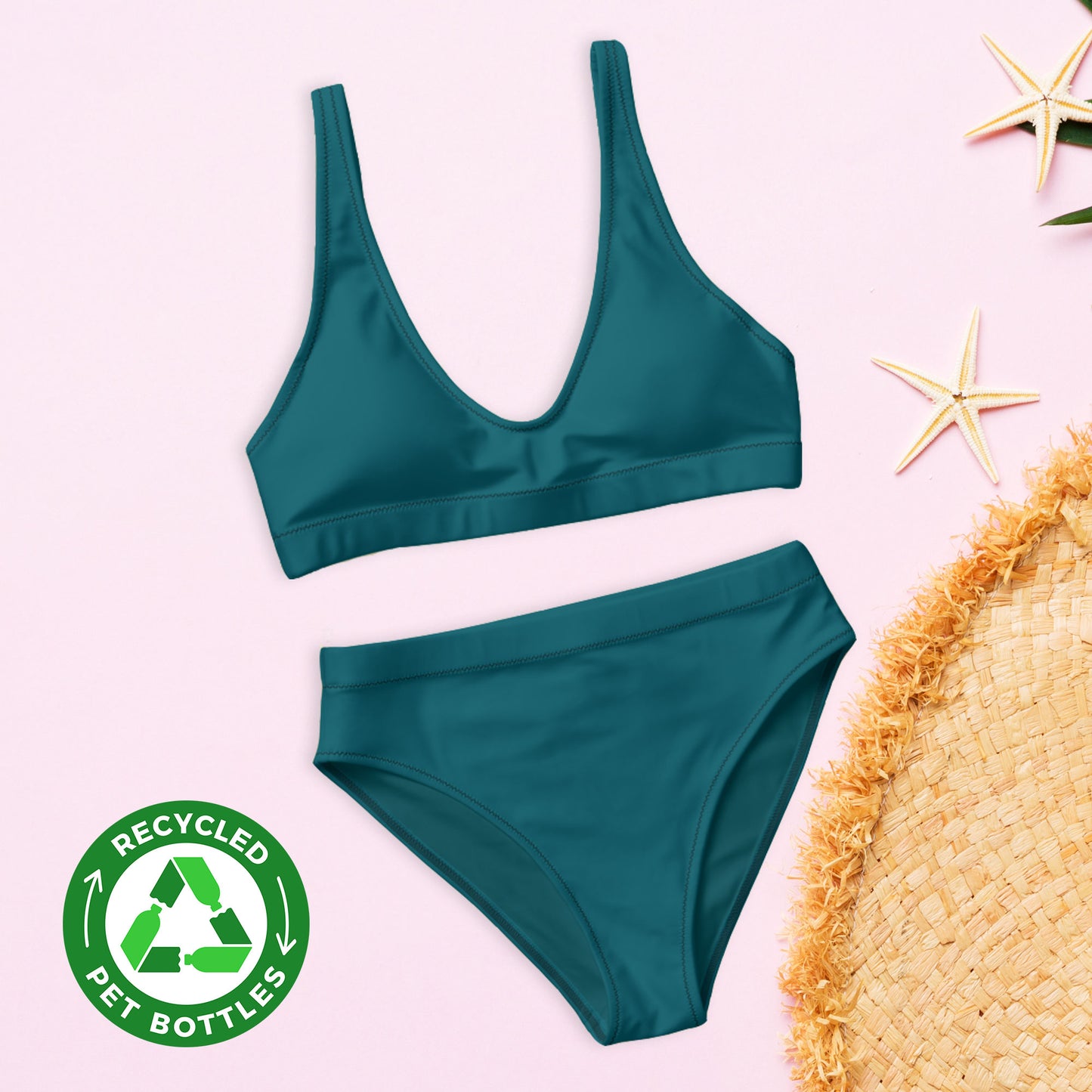 Bikini taille haute recyclé vert nuit