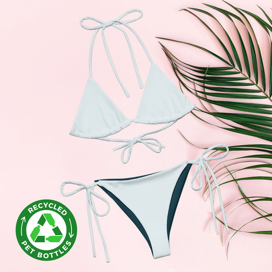 Bikini triangle éco-responsable bleu azur string recyclé