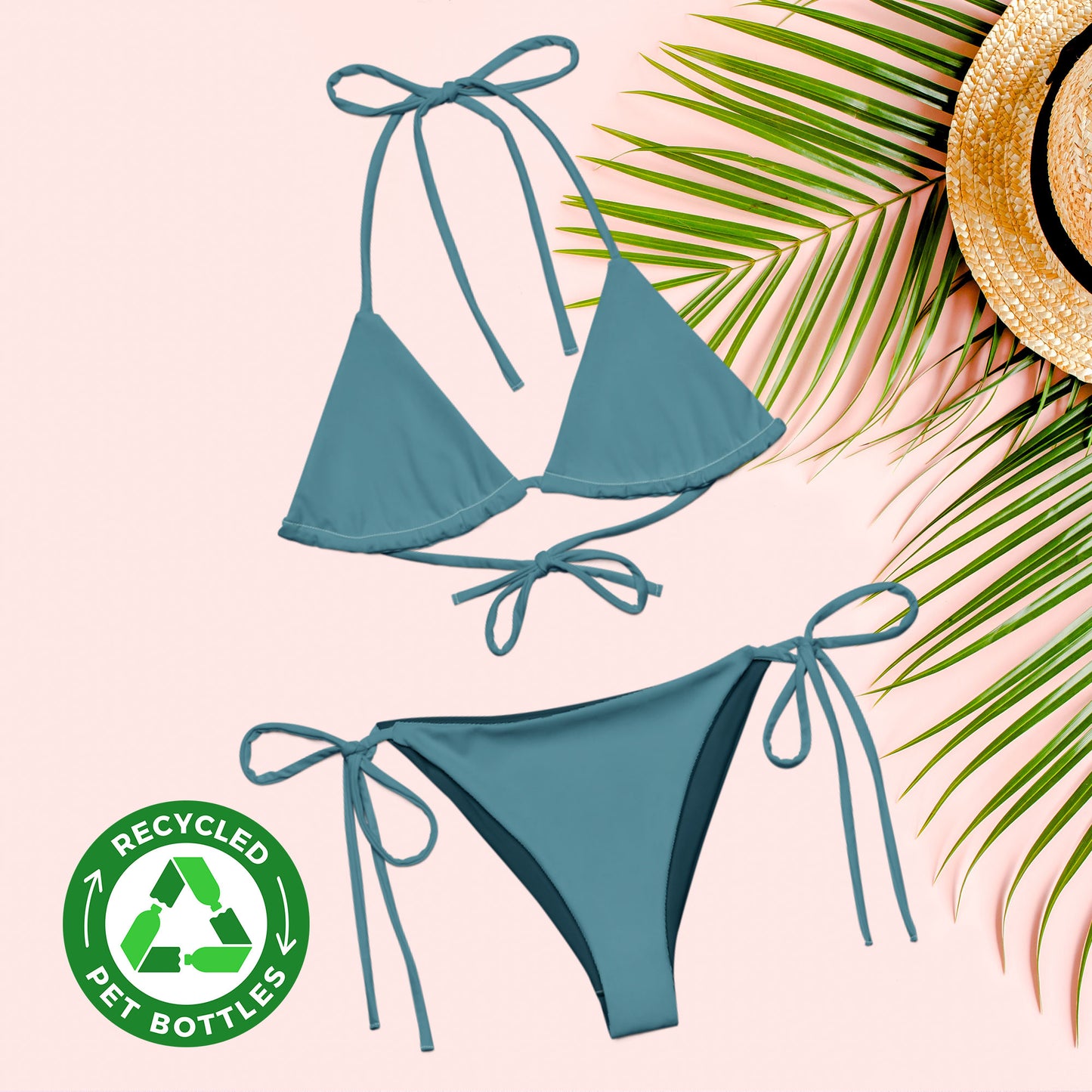 Blue Munsel Türkis Recyceltes String-Bikini-Set umweltfreundlicher Triangel-Bikini doppellagig UPF 50+ umweltfreundlicher Bikini grün