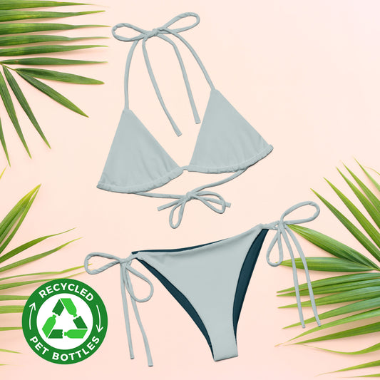 Hellblaues, recyceltes String-Bikini-Set, umweltfreundlicher Triangel-Bikini