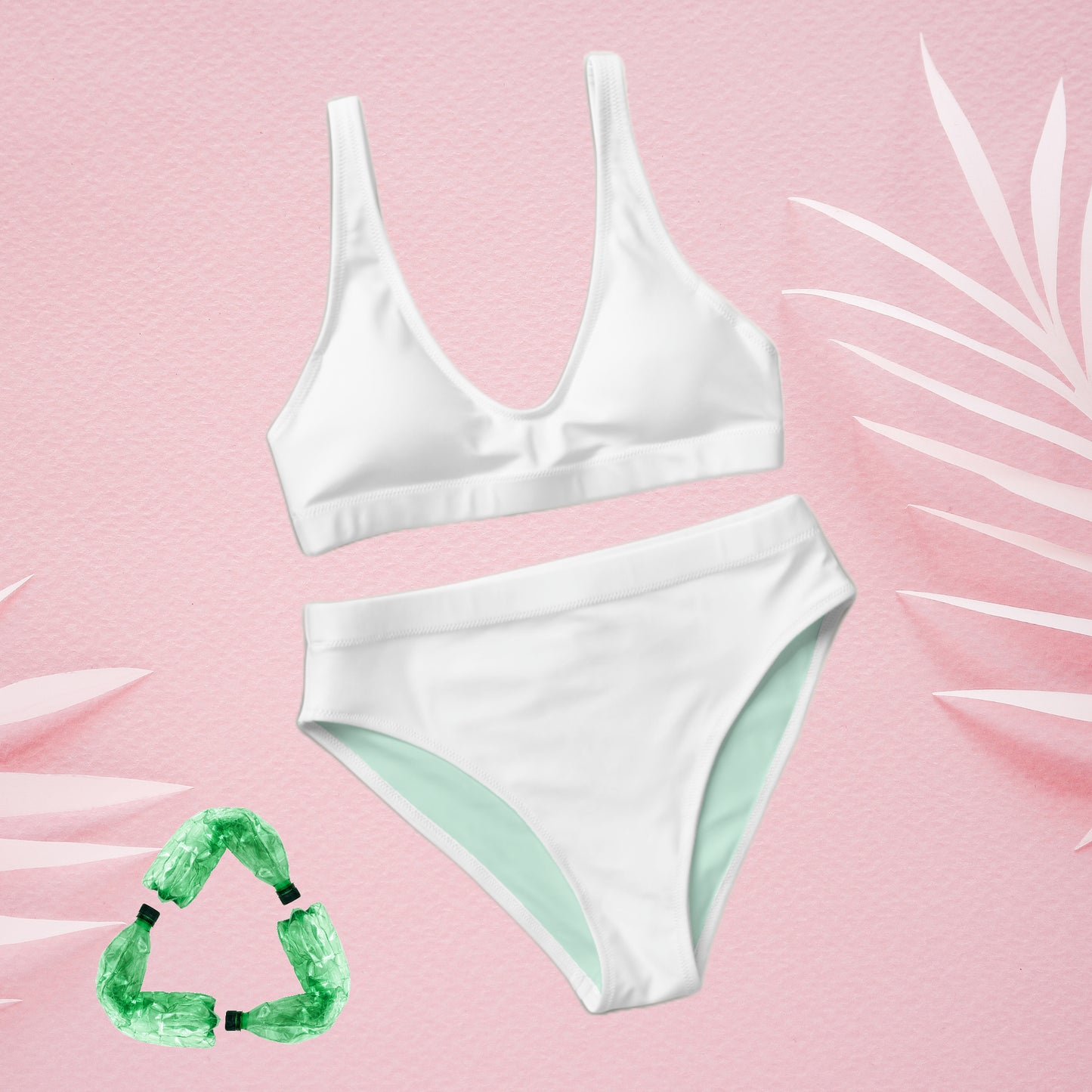 Bikini sport recyclé blanc-menthe