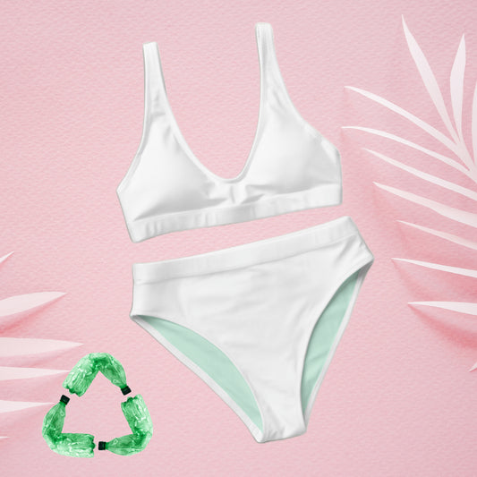 Weiß-mintfarbenes, recyceltes Sport-Bikini-Set