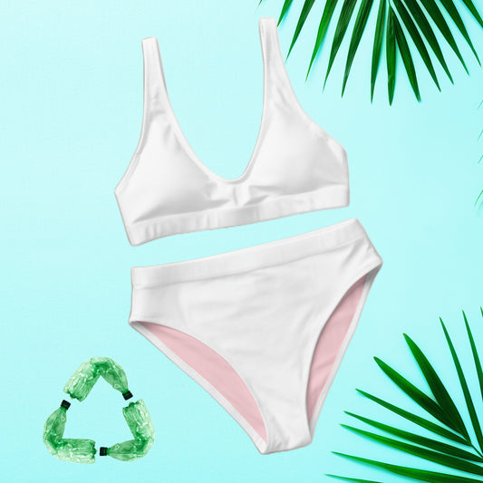 Maillot de bain sport recyclé blanc-rose