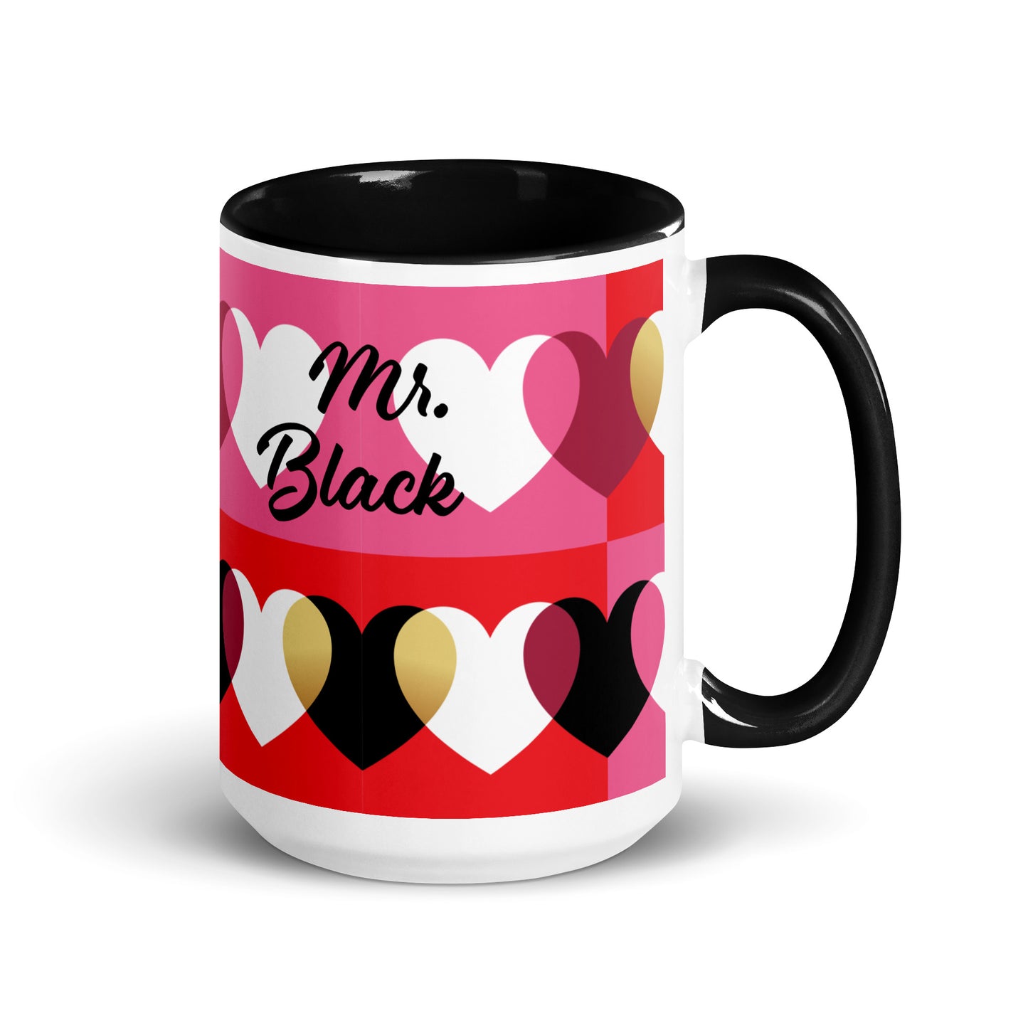 Tasse amour set de 2, noir et rouge, M. et Mme, personnalisé