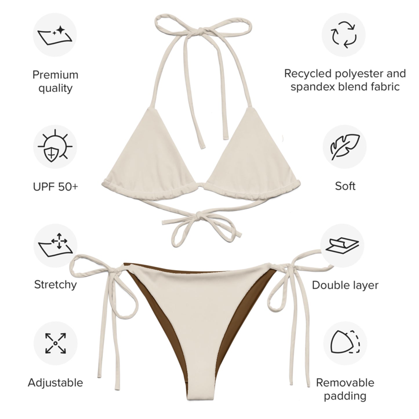 Bikini string recyclé beige albâtre