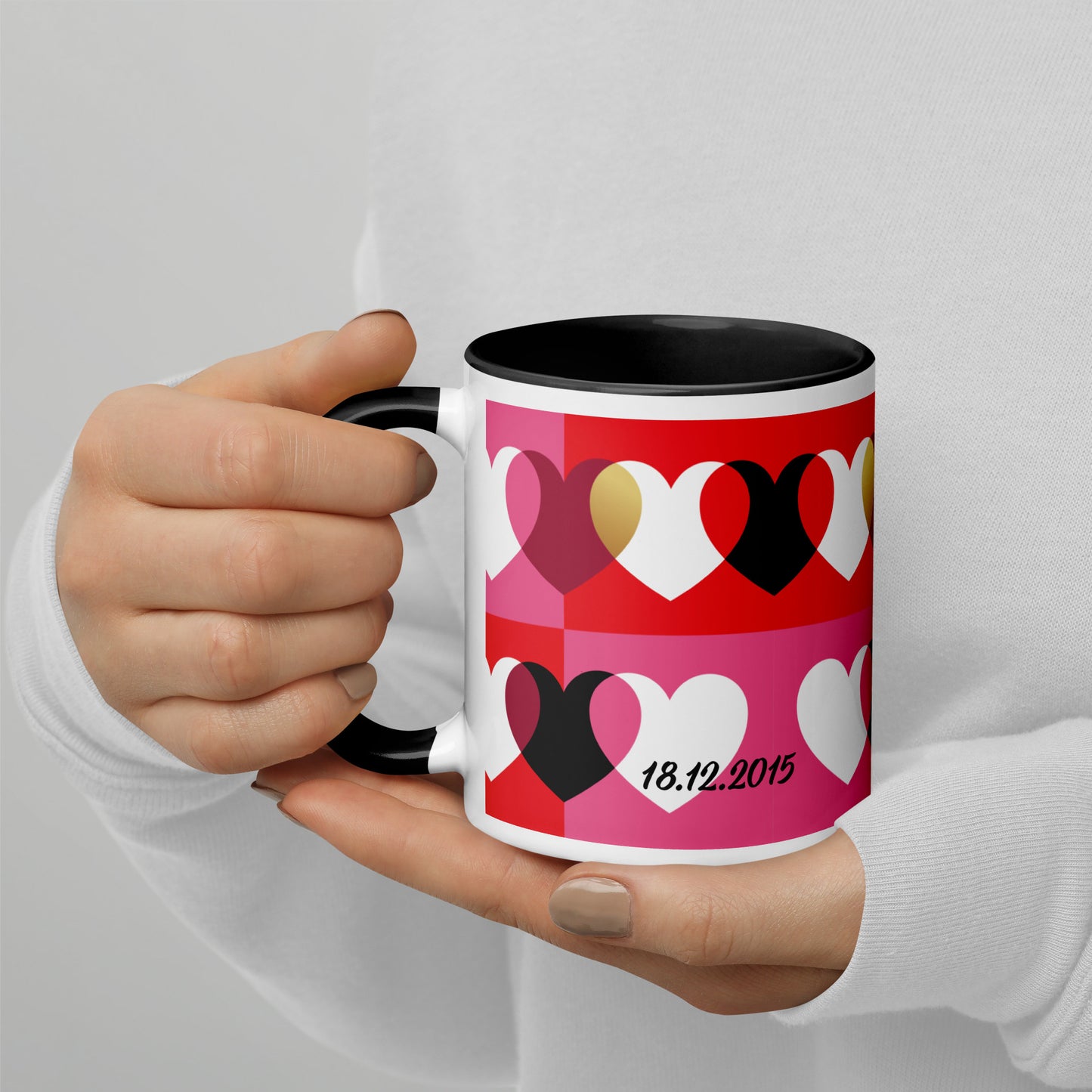 Love Mok set van 2, zwart en rood, Mr. en Mrs, gepersonaliseerd