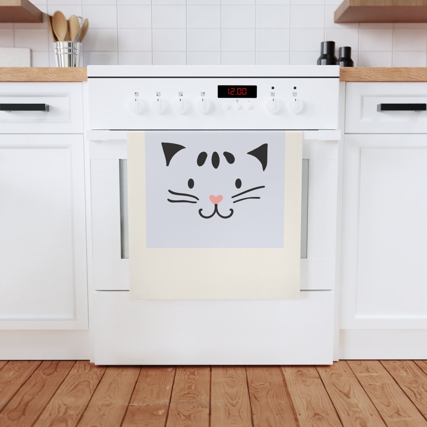 Torchon en coton biologique chaton, 50 x 70 cm, torchon de cuisine écologique, torchon de salle de bain