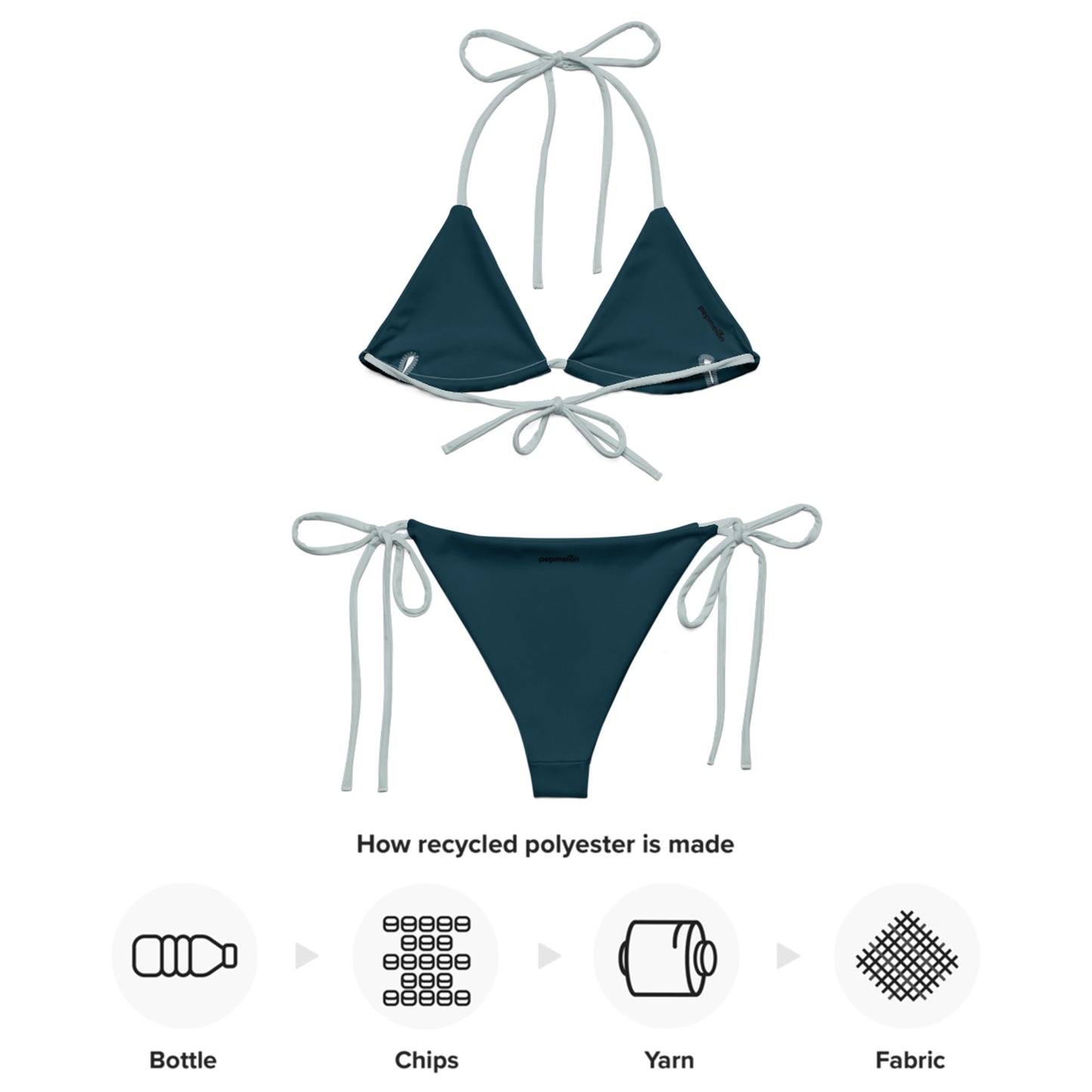 Bikini triangle éco-responsable bleu ciel String recyclé