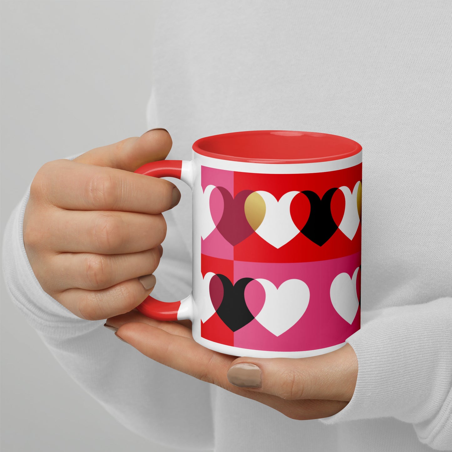 Always & Forever mug with hearts, black, red