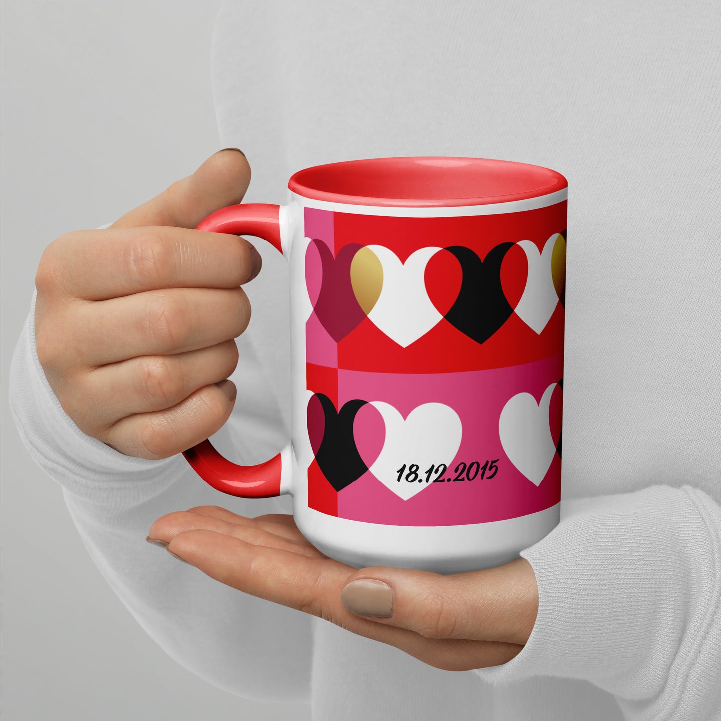 Set di 2 tazze Amore, nere e rosse, Mr. e Mrs, personalizzate