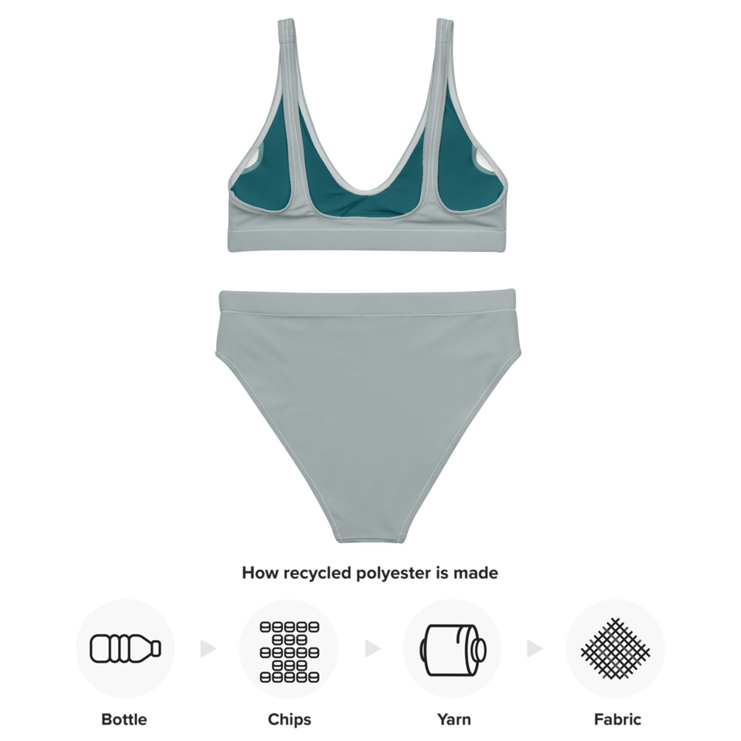 Maillot de bain taille haute recyclé gris cendré