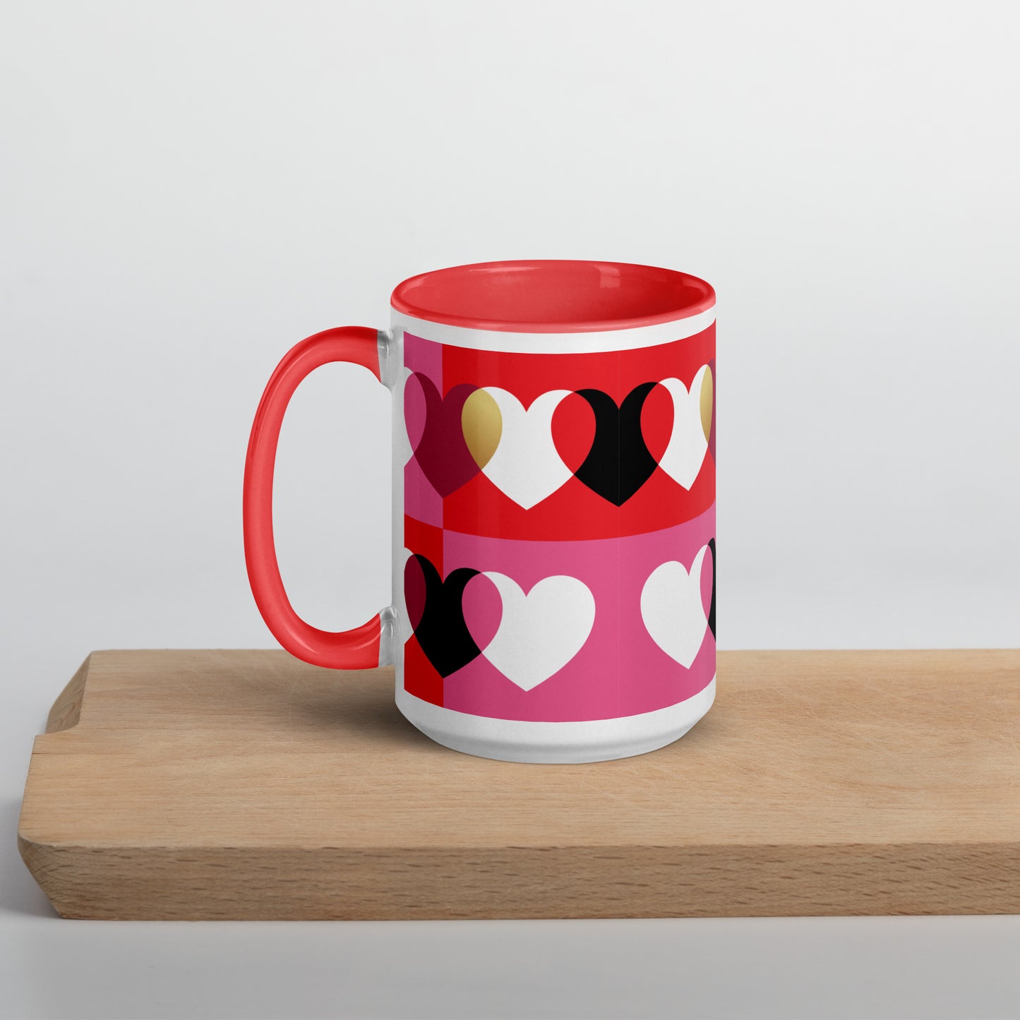 Tazza Always & Forever con cuori, nera, rossa