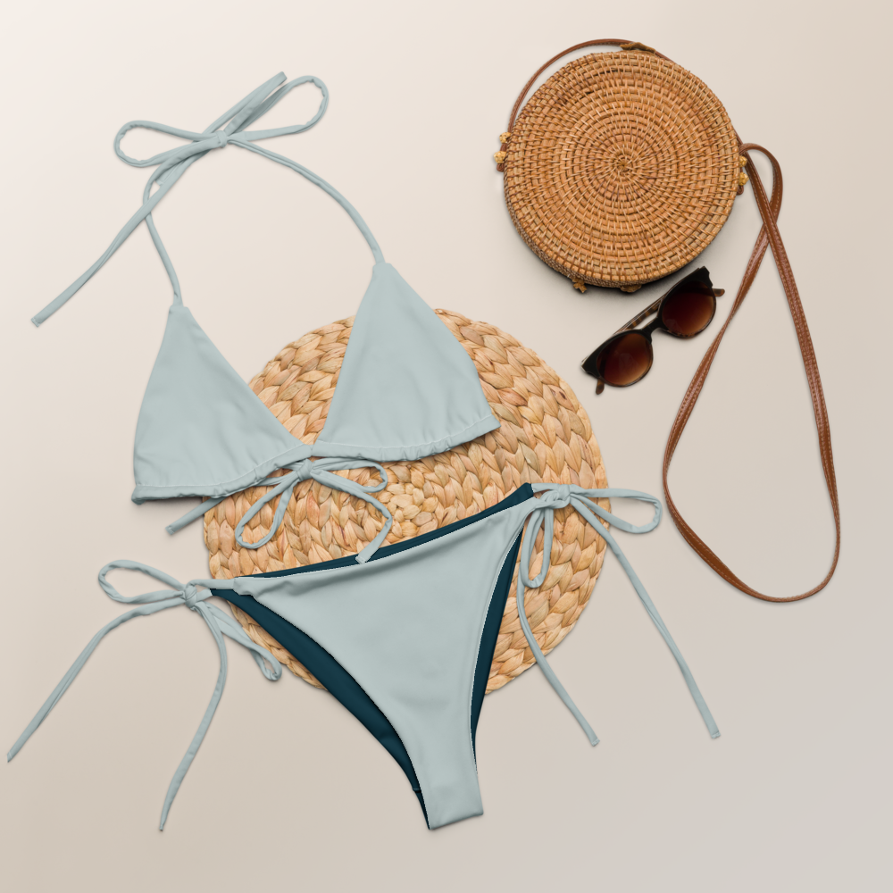 Bikini triangle éco-responsable bleu ciel String recyclé