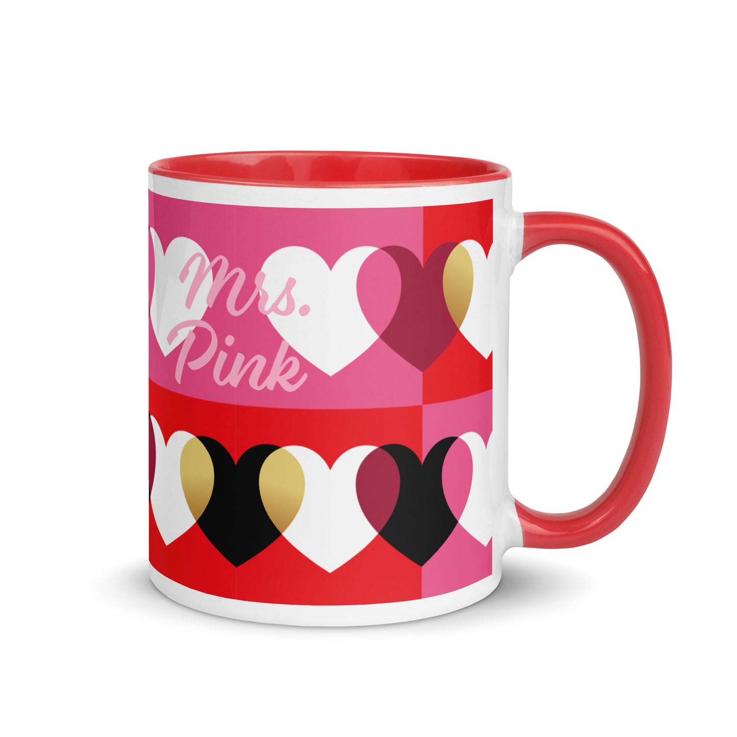 Love Mug set de 2, negro y rojo, Sr. y Sra., personalizado