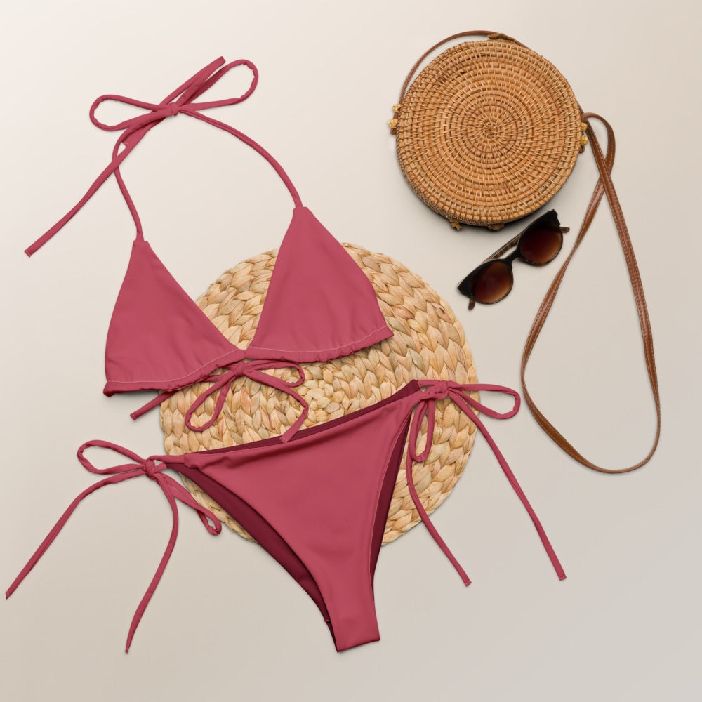 Bikini string rouge rose rose recyclé