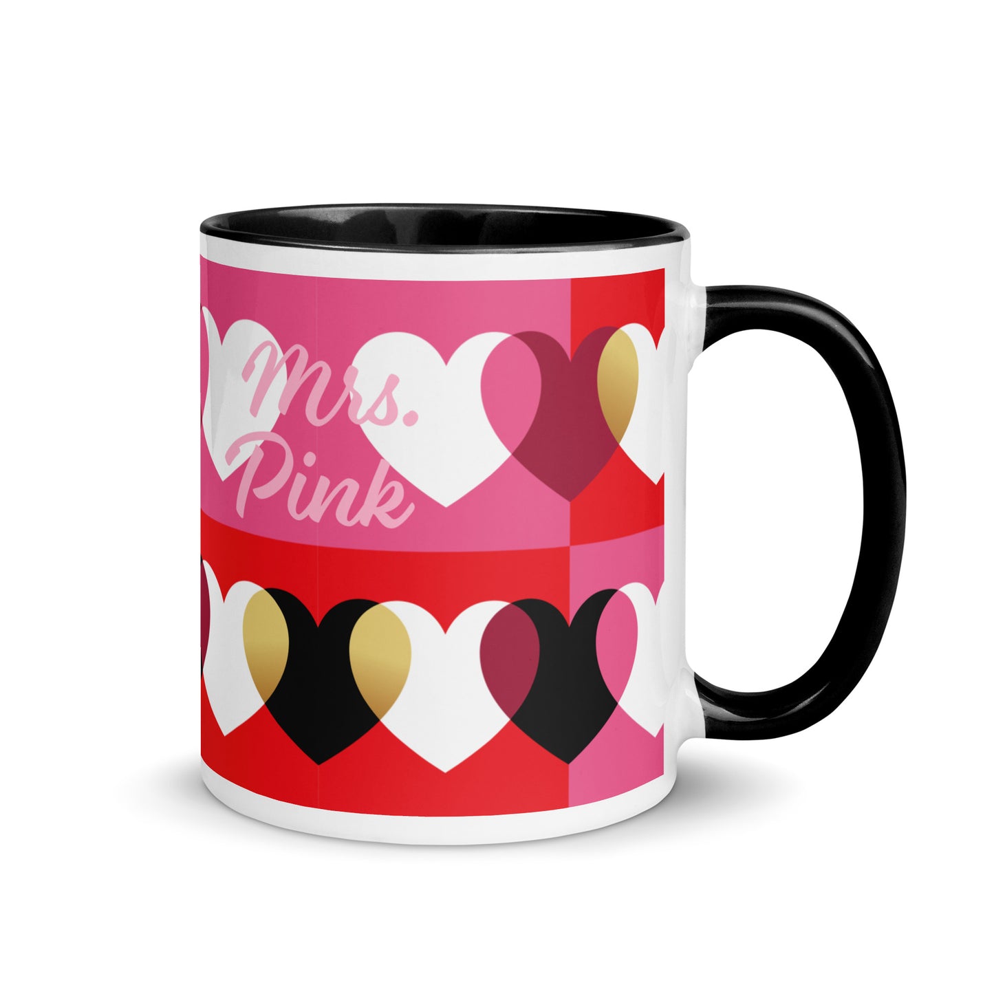 Tasse amour set de 2, noir et rouge, M. et Mme, personnalisé