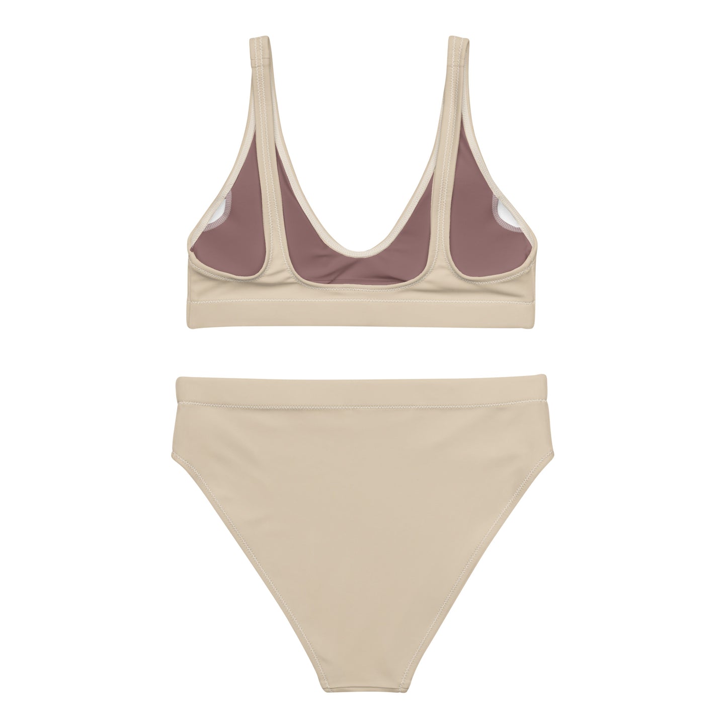 Crème d'amande, beige Ensemble de bikini taille haute recyclé