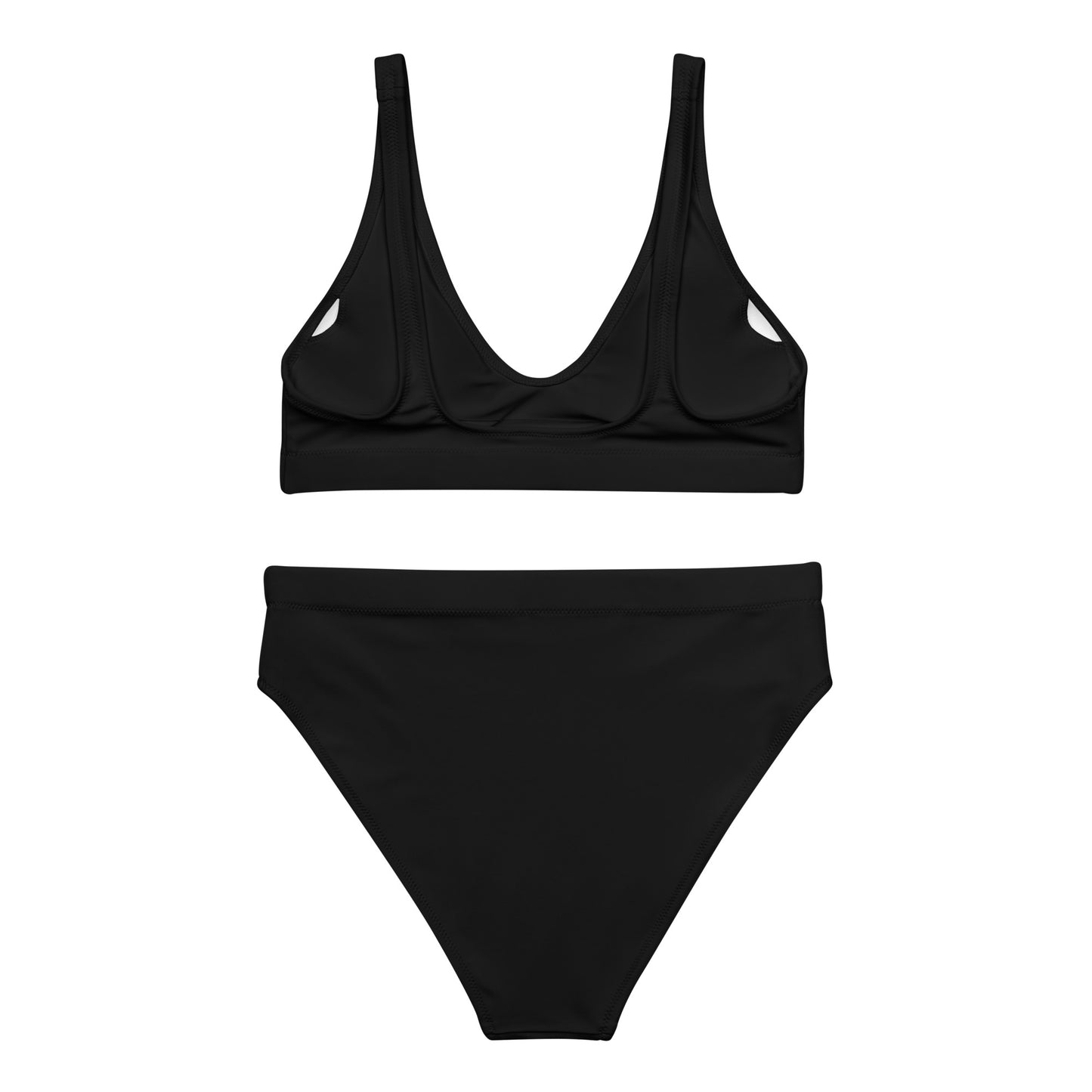 Schwarzes rPET-Bikini-Set mit hoher Taille