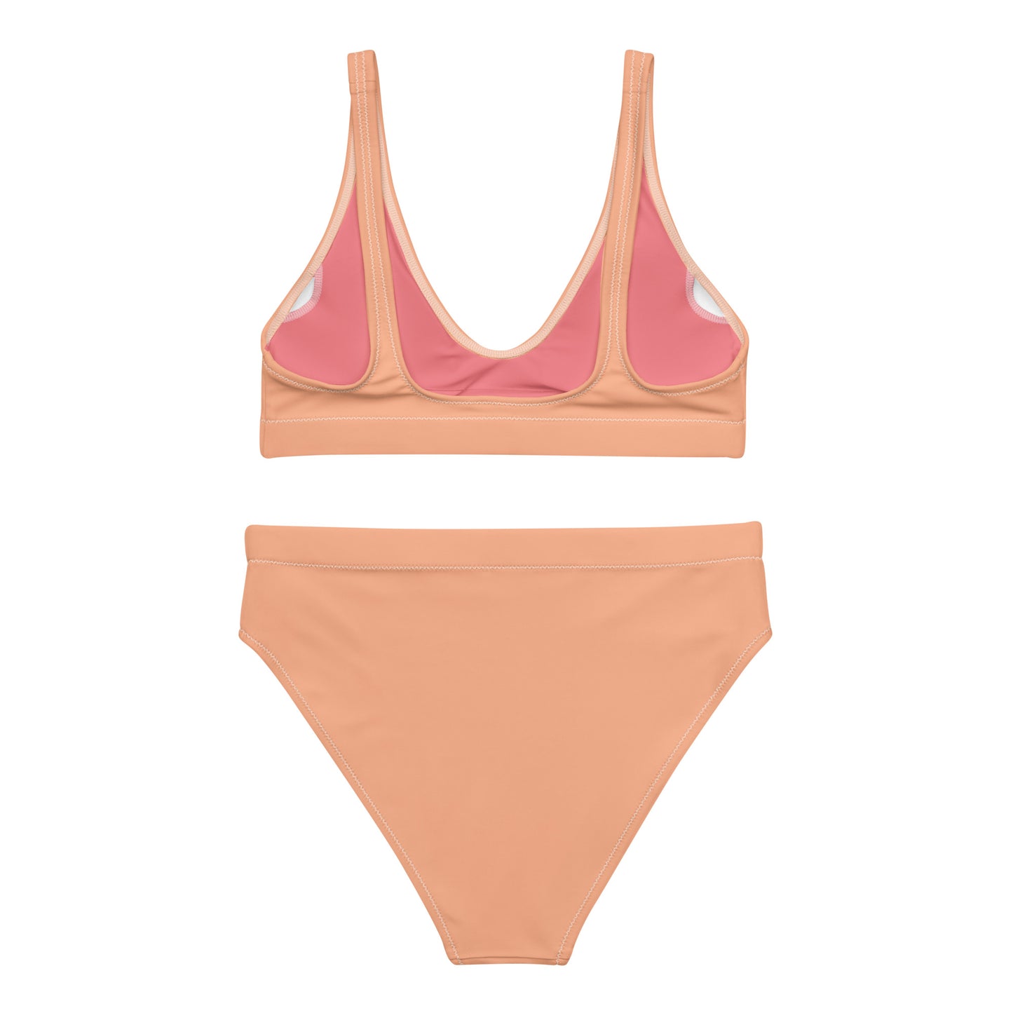 Bikini sport taille haute recyclé Desert Sand / Peach