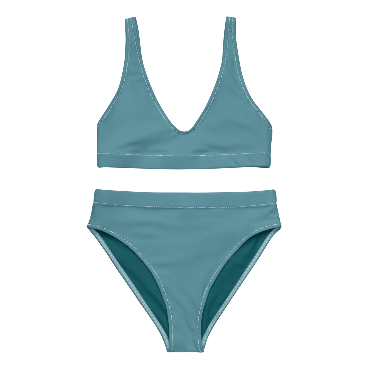 Maillot de bain taille haute recyclé bleu munsel turquoise