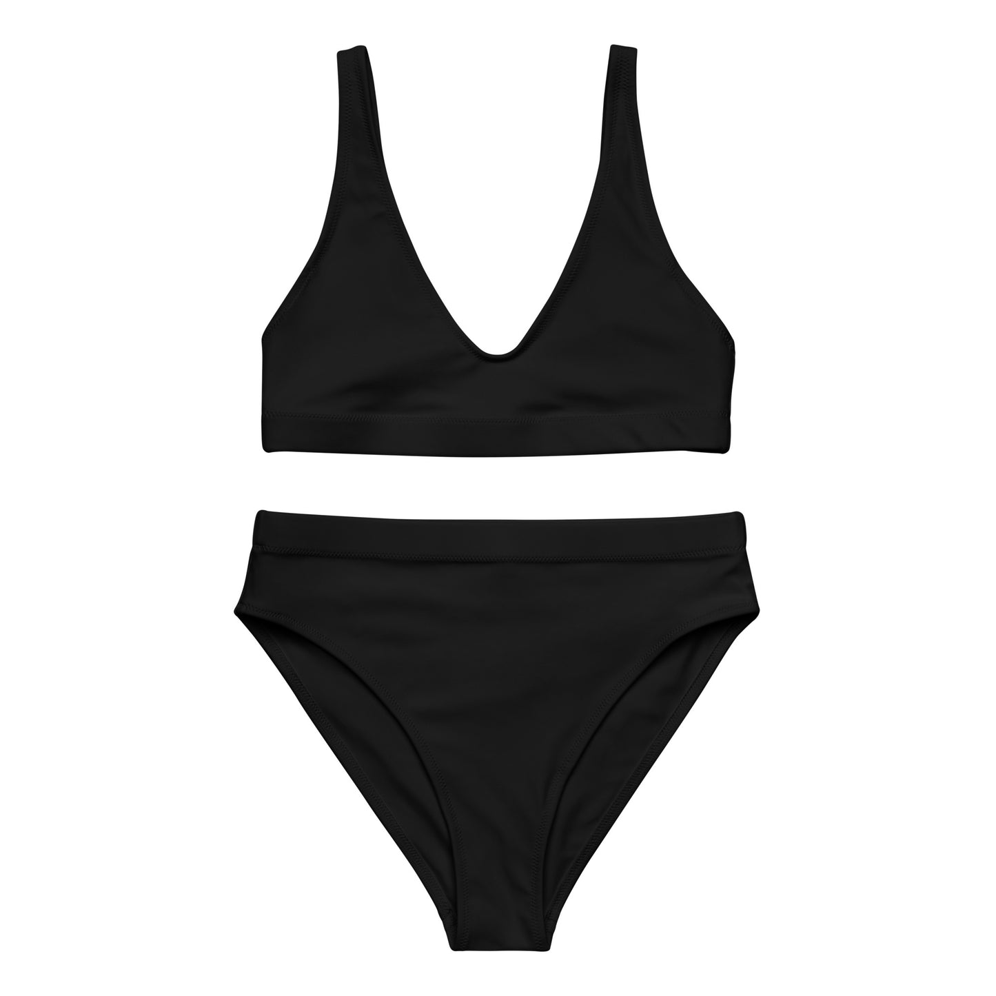 Schwarzes rPET-Bikini-Set mit hoher Taille