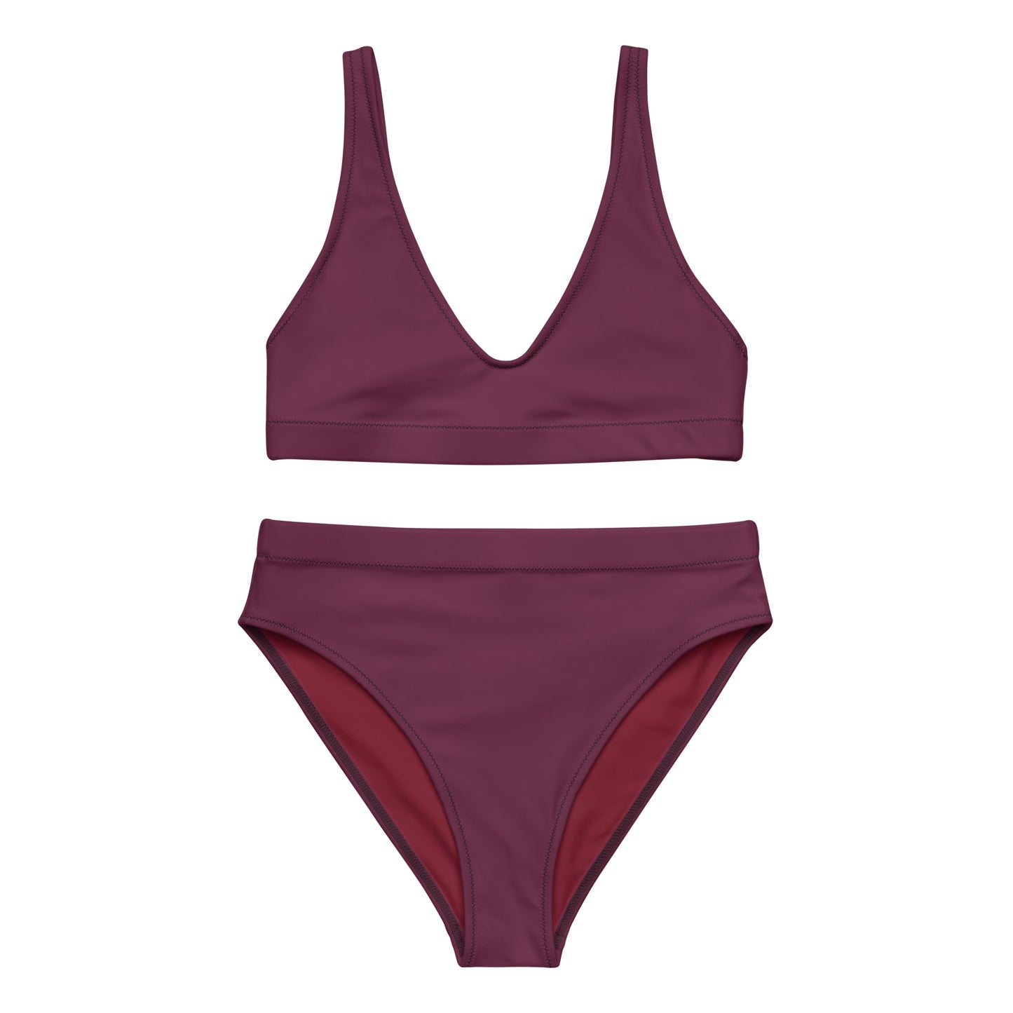 Ensemble de bikini de sport recyclé violet violet bordeaux, mode durable