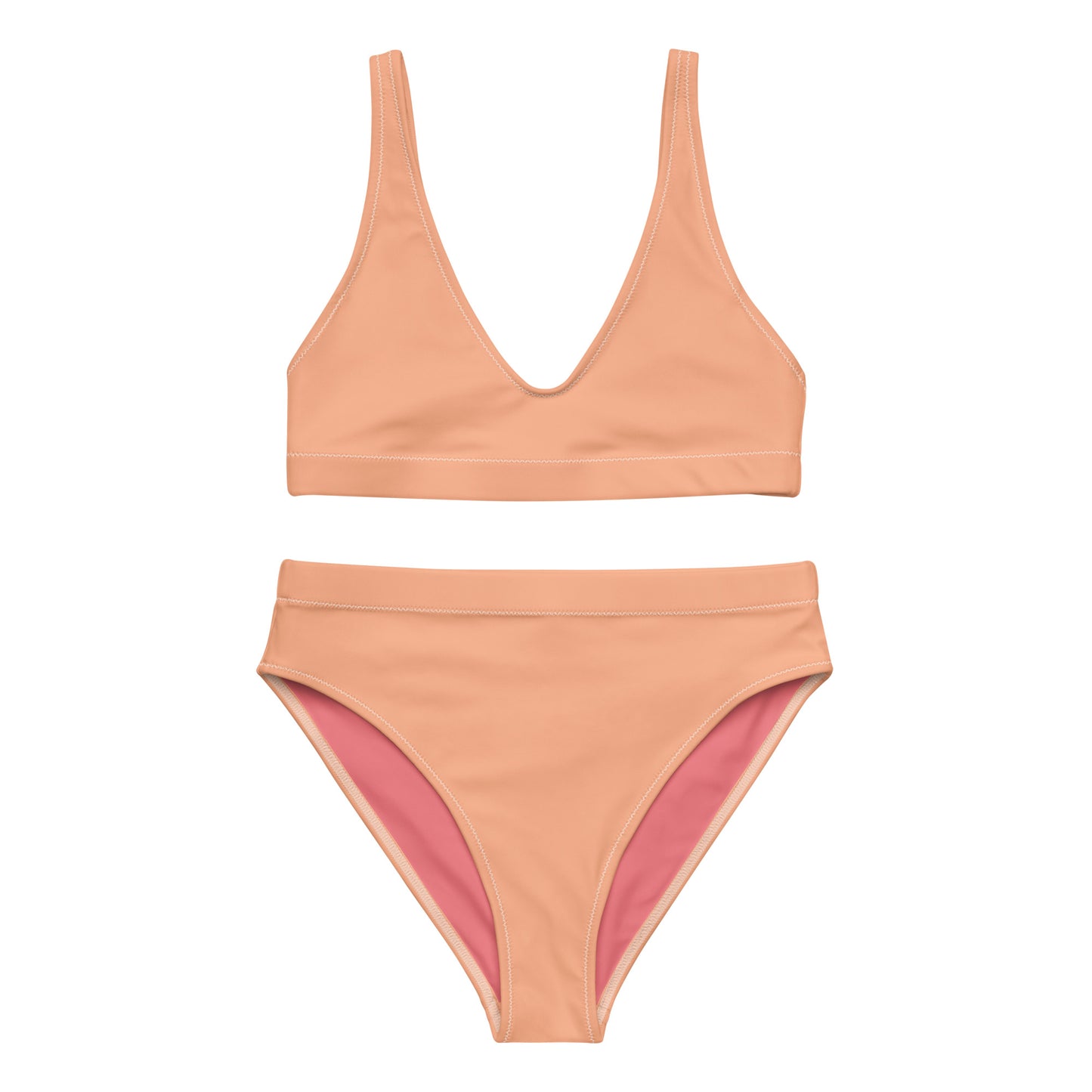 Bikini sport taille haute recyclé Desert Sand / Peach