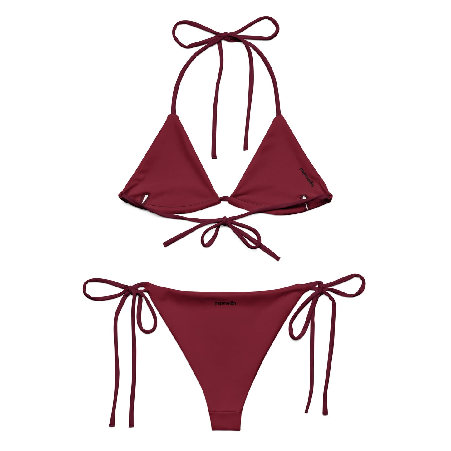 Rouge rubis bordeaux foncé Ensemble de bikini string recyclé