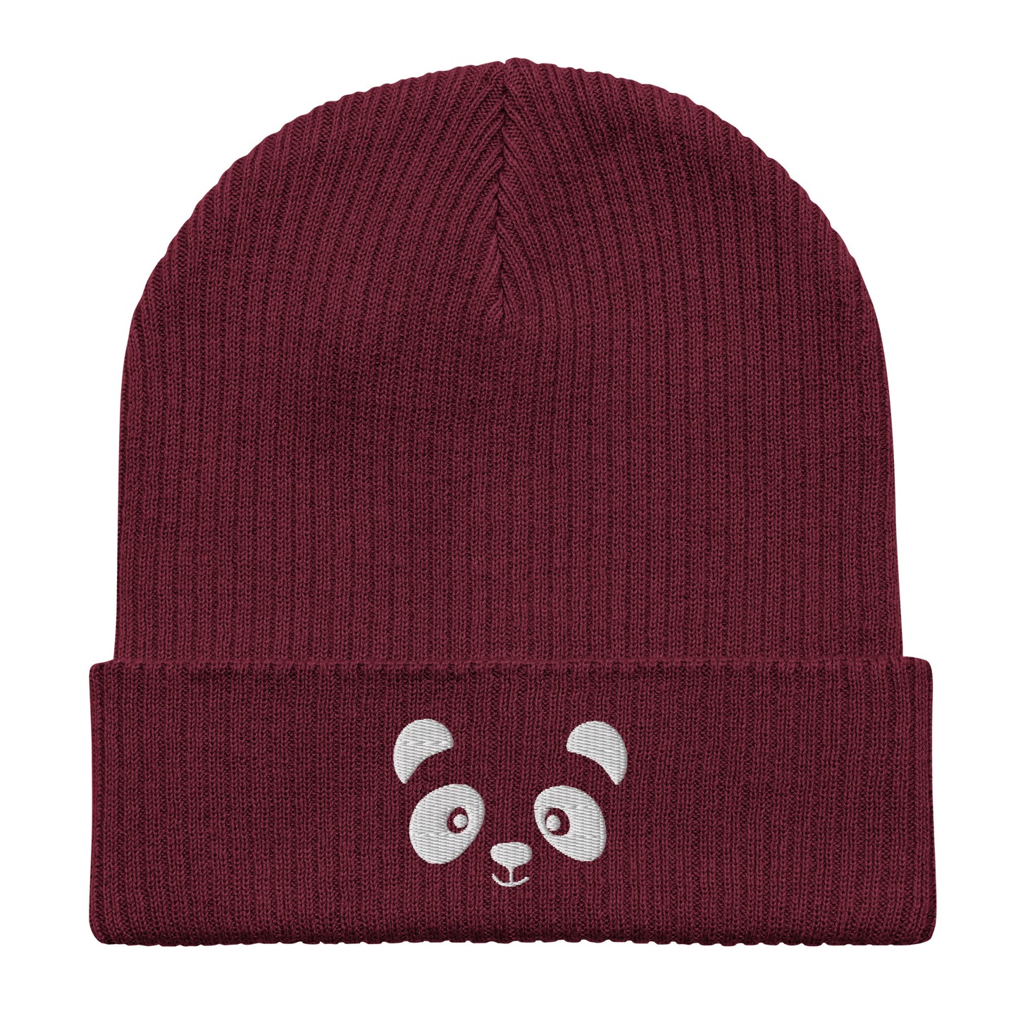 Panda face White - Organic cotton ribbed beanie