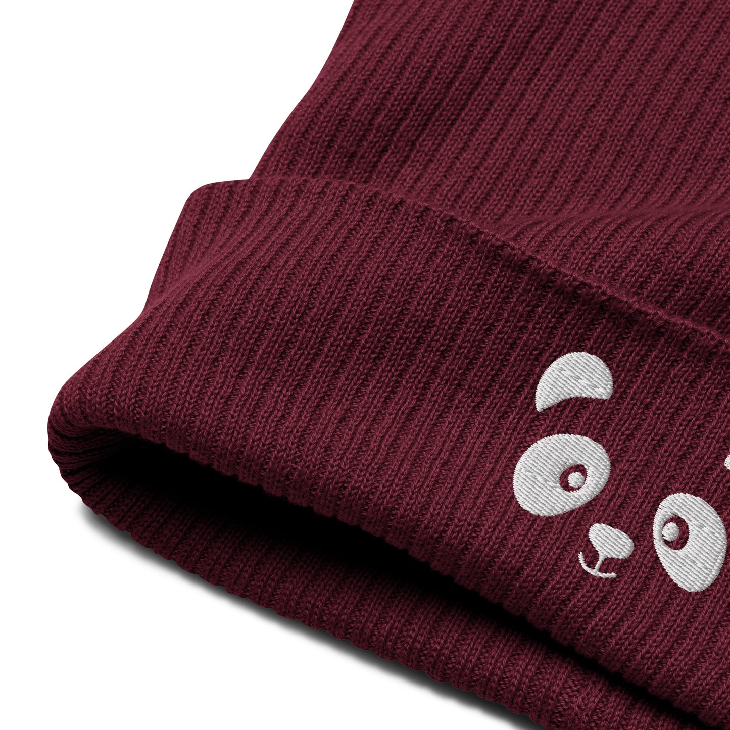 Panda face White - Organic cotton ribbed beanie