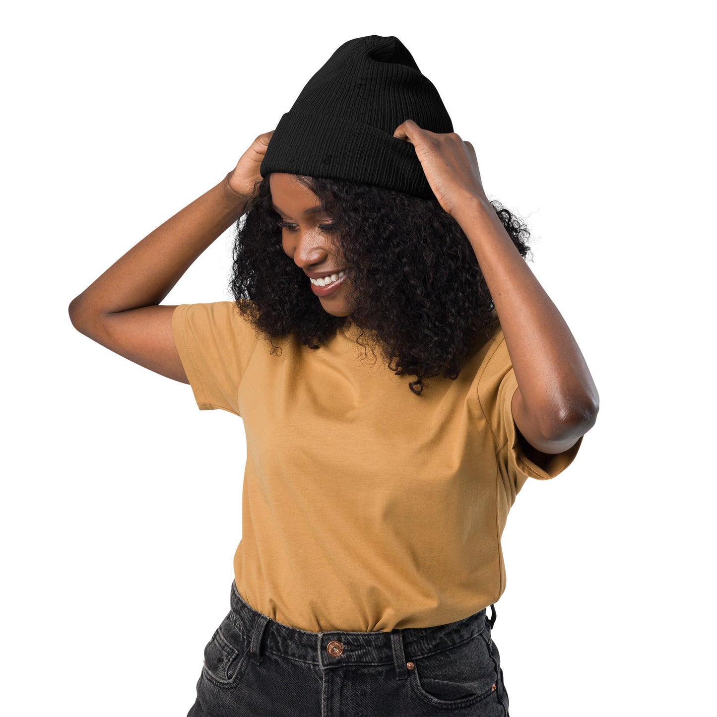 Organic cotton ribbed beanie Unisex - PepMelon logo black