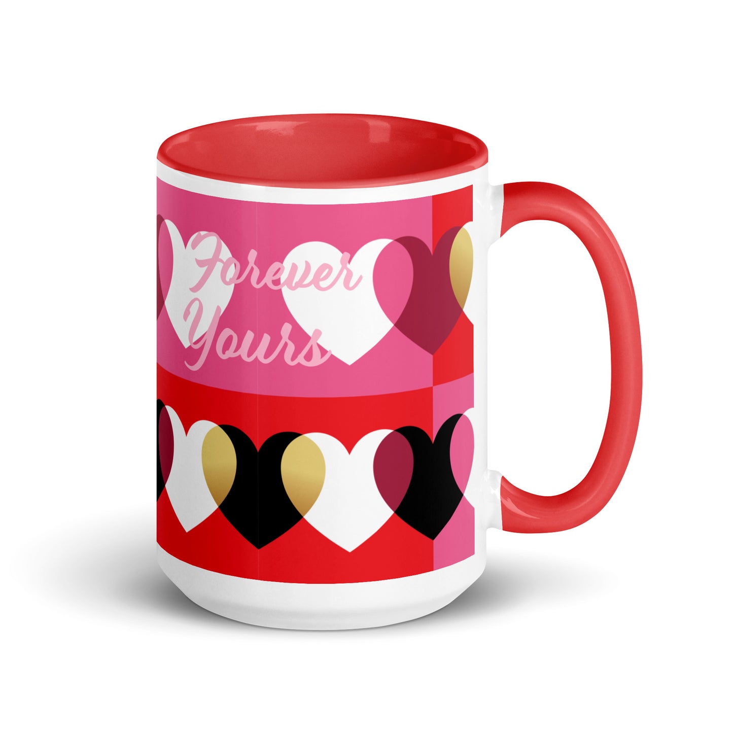 Always & Forever mug with hearts, black, red