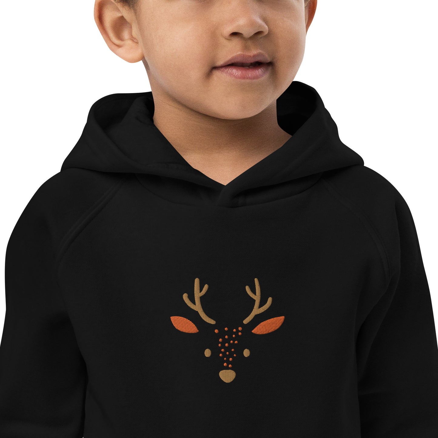 Deer 2 Kids Eco Hoodie avec des animaux mignons, pull en coton biologique pour enfants, idée cadeau pour les enfants, sweat à capuche doux pour les enfants pour Noël