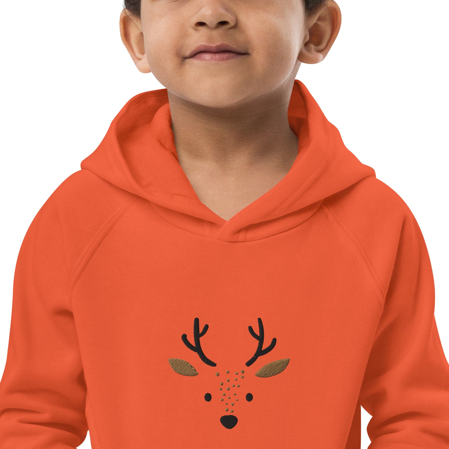 Deer 1 Kids Eco Hoodie mit süßen Tieren, Bio-Baumwollpullover für Kinder, Geschenkidee für Kinder, weicher Hoodie für Kinder zu Weihnachten