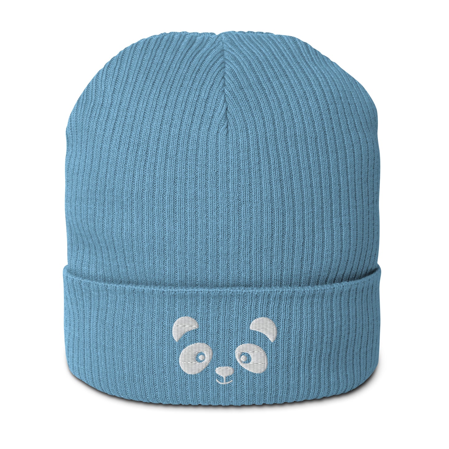 Panda face White - Organic cotton ribbed beanie