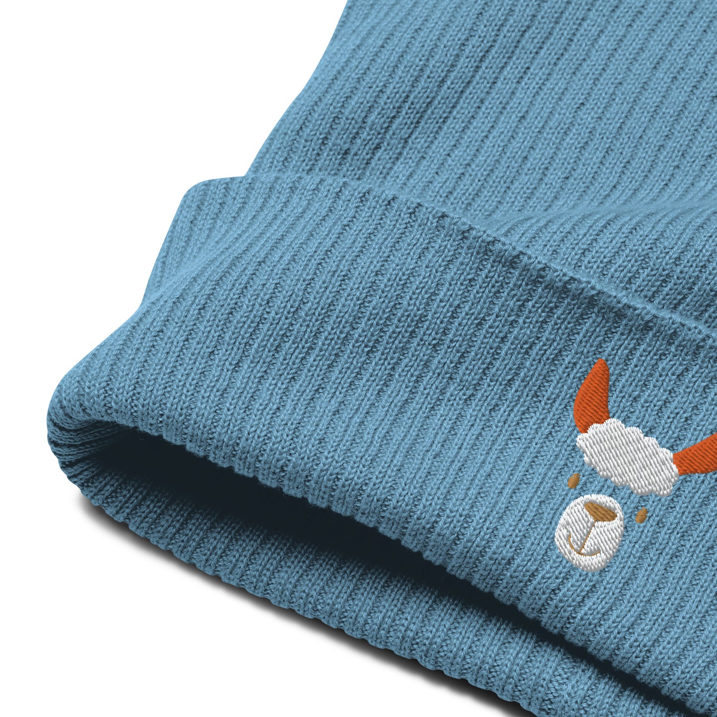 Cute llama embroidered organic ribbed beanie