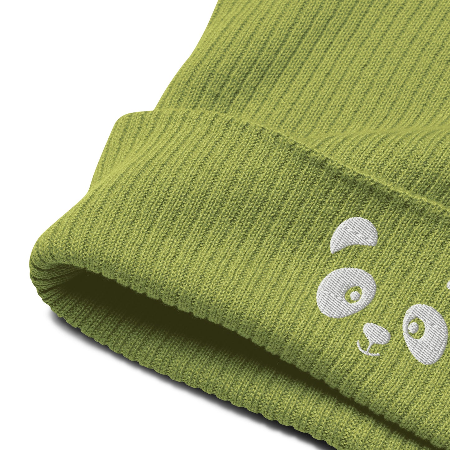 Panda face White - Organic cotton ribbed beanie