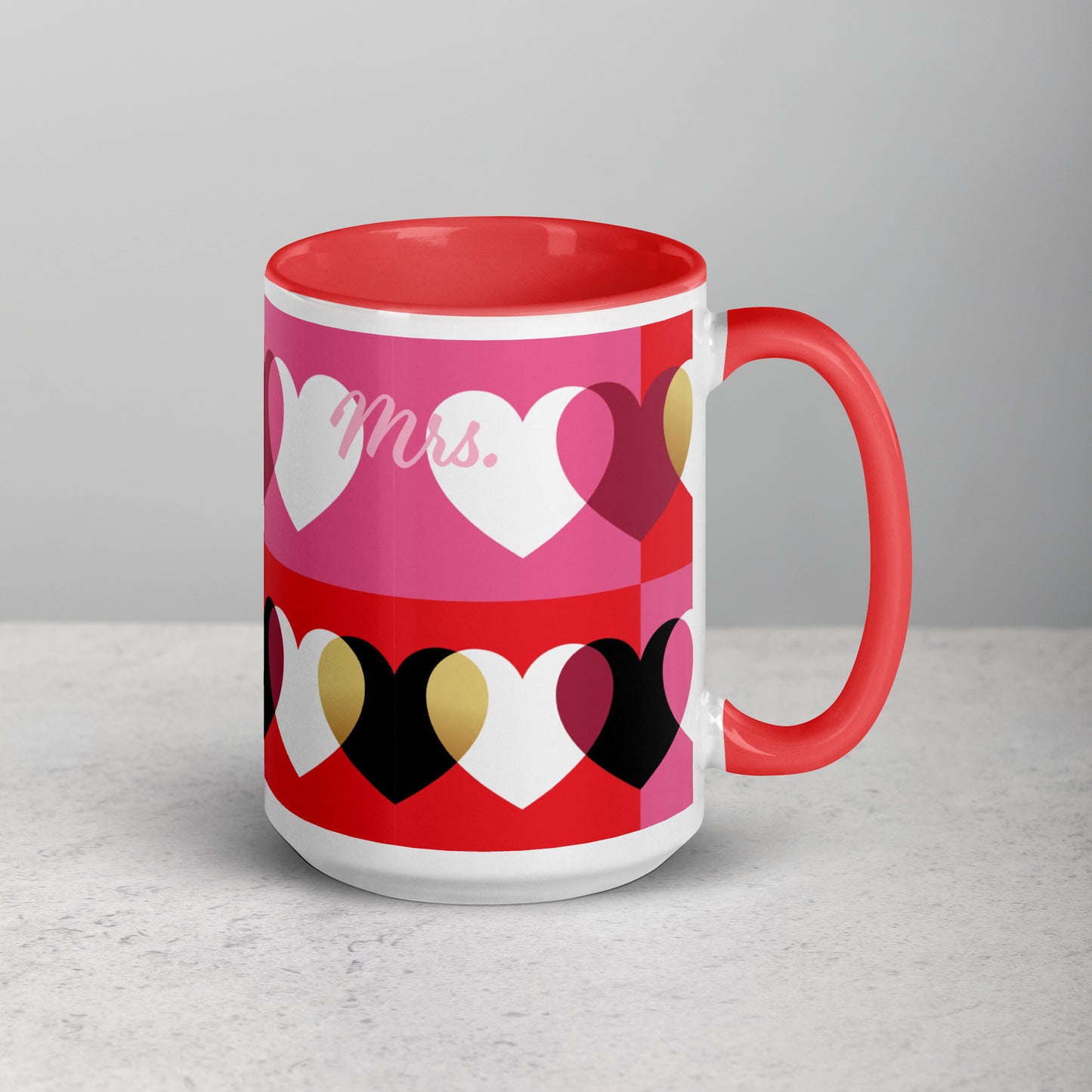 Love Mok set van 2, zwart en rood, Mr. en Mrs, gepersonaliseerd