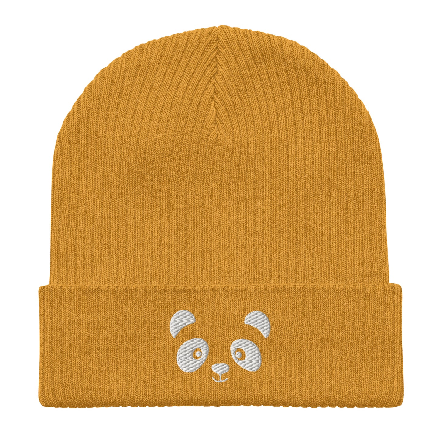 Panda face White - Organic cotton ribbed beanie