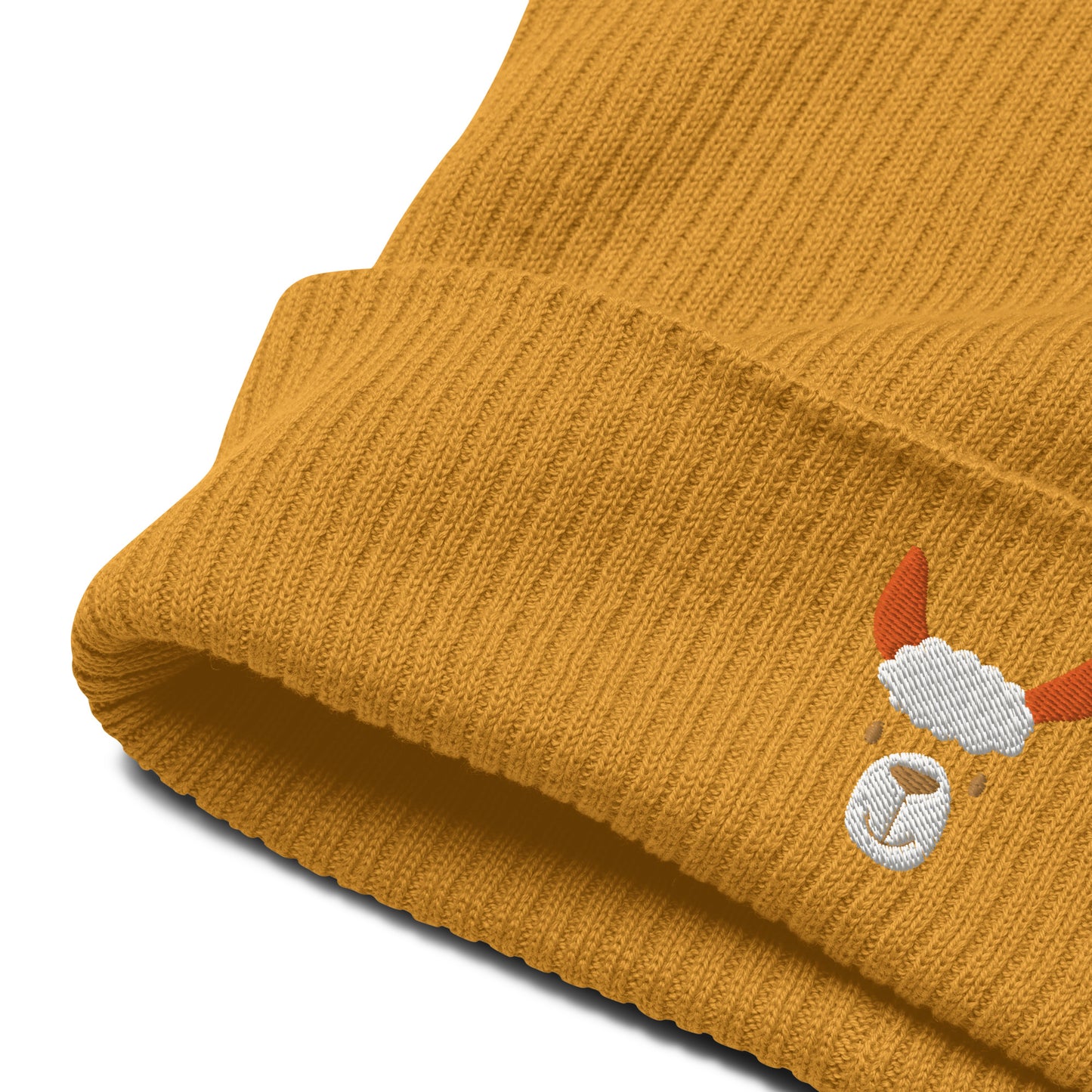 Cute llama embroidered organic ribbed beanie