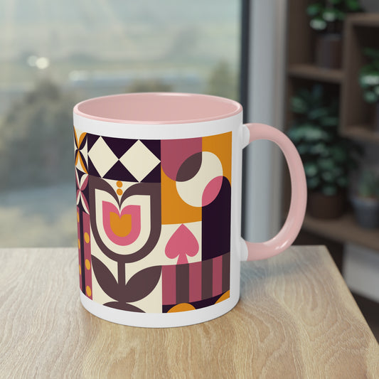 Zweifarbige Kaffeetasse im Bauhaus-Stil „Spring Love“, 0,33 l, 11 oz