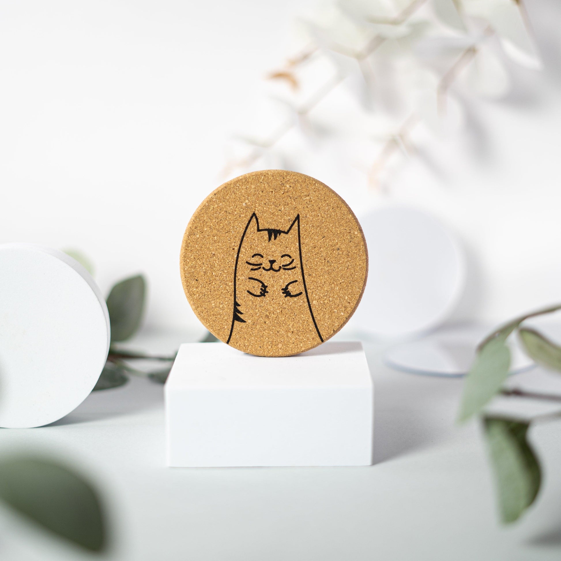 Cutes - Cork coasters, set of 6, cute animals - PepMelon