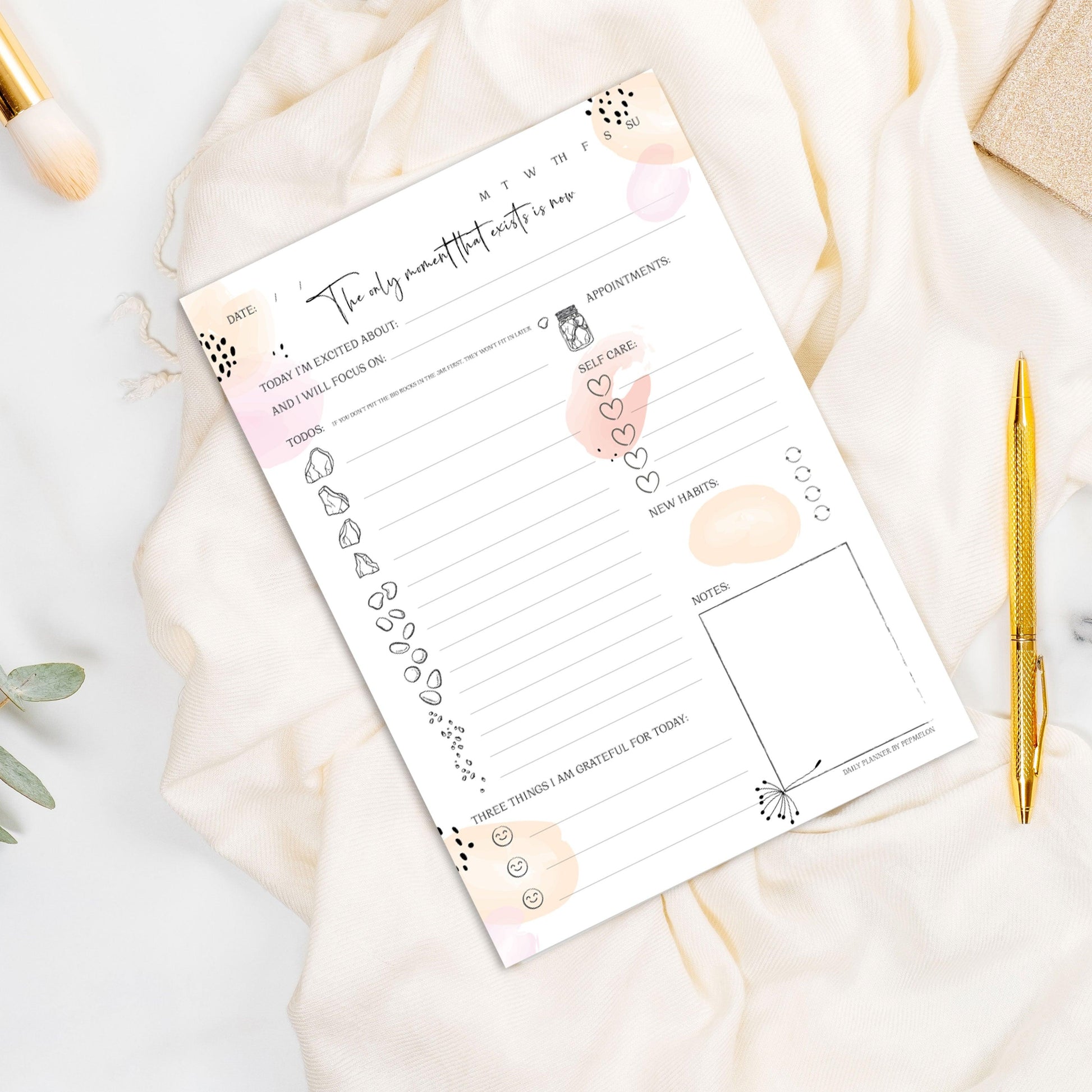 Daily planner printable for 2022, To Do List, Habit tracker - PepMelon