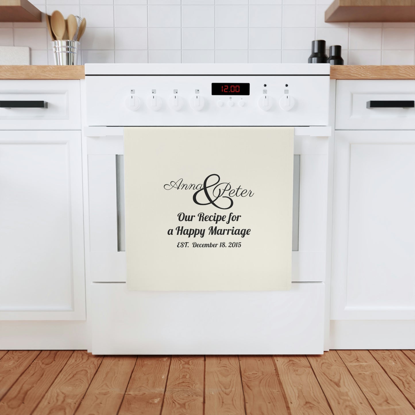 Wedding Gift Recipe for a Happy Marriage Personalisable Cotton Tea Towel